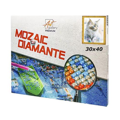 cumpără Tablou pe numere Art Gallery GB86495 Mozaic cu diamante 30x40cm Pisica si fluturii în Chișinău 
