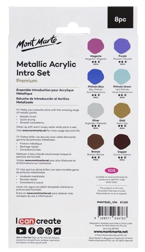 cumpără Set de creație Mont Marte PMMT8181 Set vopsea Metallic acril 18ml, 8buc în Chișinău 
