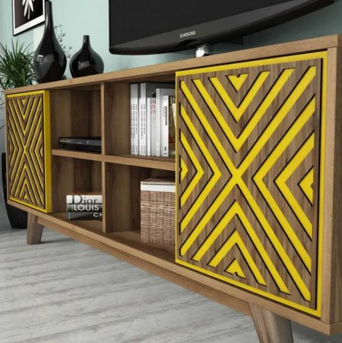 купить Стенка Trendy Inci, Nuc, Galben 160x56x35cm в Кишинёве 