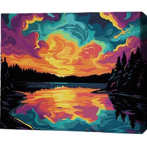 cumpără Tablou pe numere BrushMe RMGB025FC 30x40сm (pânză neagră/fără cutie) Simfonia apusului în Chișinău 