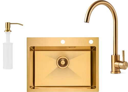 cumpără Chiuvetă bucătărie Fabiano 60x45 Gold+baterie+dozator în Chișinău 