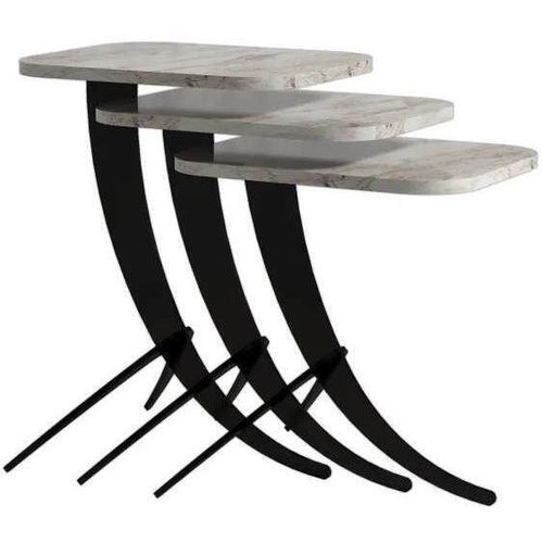 купить Журнальный столик Trendy Pion, Белый мрамор, вложенный столик (3 шт.) в Кишинёве 