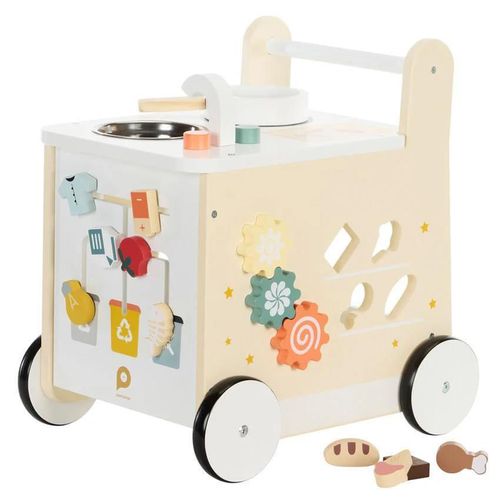 cumpără Bucătărie și veselă de jucărie Premaman PJQKDC-CCC-UNQ Bucatarie-carucior din lemn cu activitati Cook & Recycle în Chișinău 