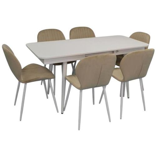 cumpără Set masă și scaune Evelin di Costacurta стол DT-432-1R Wh + 6 стульев YTC-064Wh Light beige în Chișinău 