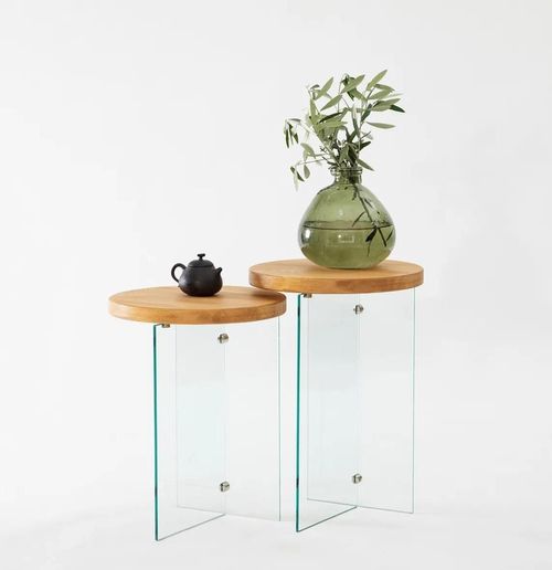 cumpără Măsuţă cafea Trendy Serenity 2, Stejar, Transparent, set în Chișinău 