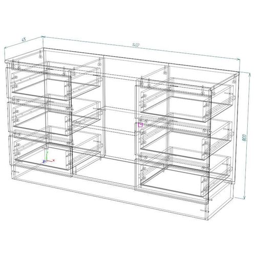 cumpără Comodă Smartex (16149) Т3 140cm Ivory+Stejar Deschis în Chișinău 