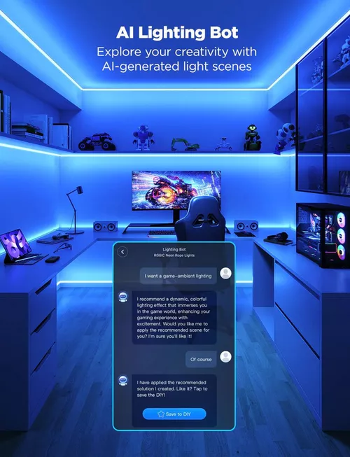 купить Лента LED Govee Light Strip Neon Rope Light for Wall Lining 5m (H66413D1) в Кишинёве 