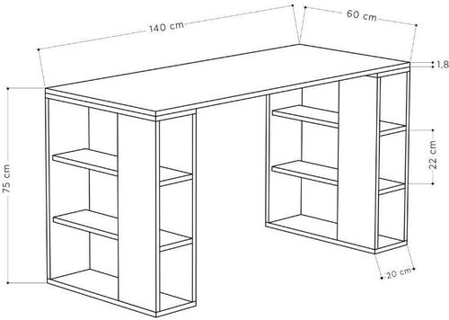 cumpără Masă de birou Trendy Colmar, Alb, Stejar 140x75x60cm în Chișinău 