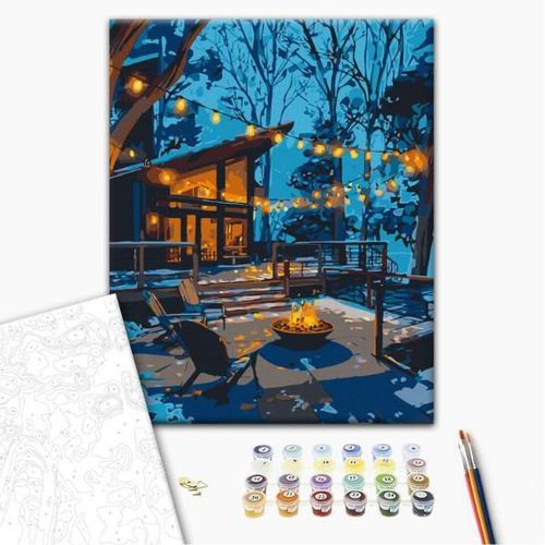 купить Картина по номерам BrushMe BS54486 40x50cm (în cutie) Seara în lumina ghirlandelor в Кишинёве 