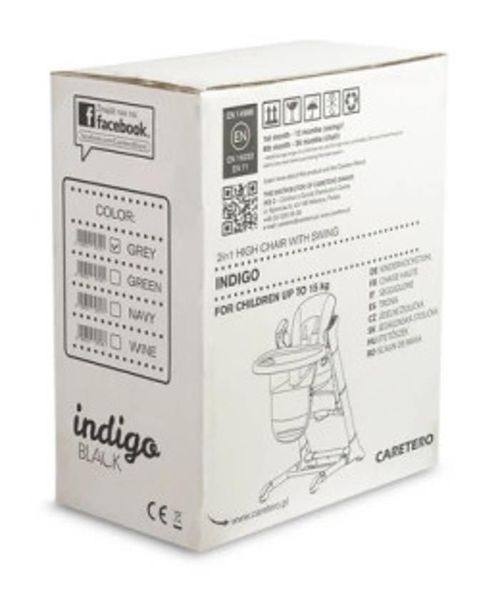 cumpără Scaun de masă Caretero 7652 Стульчик+Качели Indigo Чёрно-Синие în Chișinău 