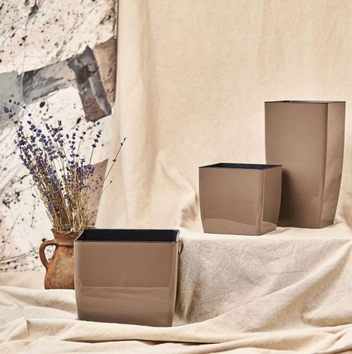 cumpără Ghiveci pentru flori Aleana 115084 Cvadro 22x22x21 cm, cappuccino în Chișinău 
