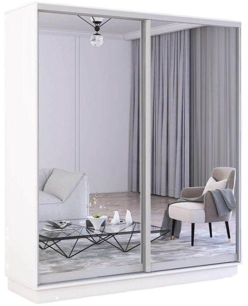 купить Шкаф Mobildor-Lux Fox uși glisante din oglinzi (180x60x230H cm) Alb в Кишинёве 