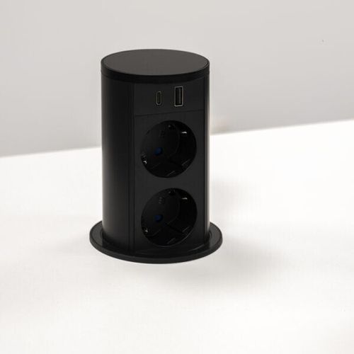 купить Розетка электрическая ASA Plastici 060.47F.00109 Versalift round version 2 sockets F + 1 USB 5V (A+C) Brushed black в Кишинёве 