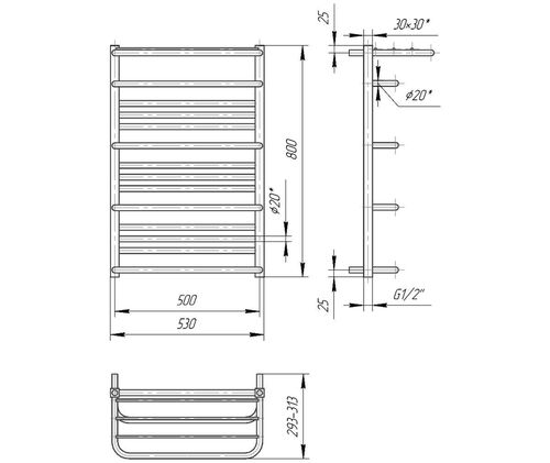 Uscător de Prosoape Premium Luxor 1200х630/600 