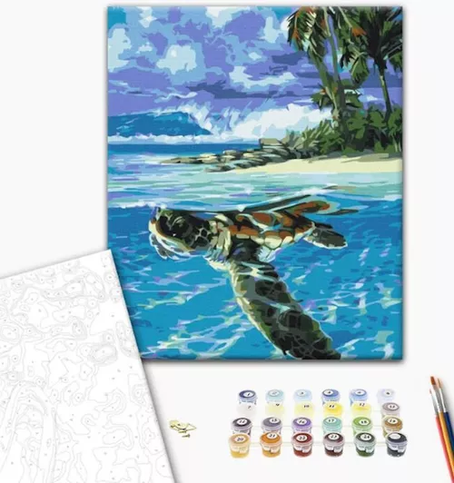 cumpără Tablou pe numere BrushMe BS51422FC 40х50cm (fără cutie) Țestoasa tropicală în Chișinău 