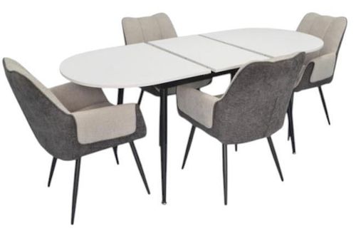 купить Комплект стол и стулья Evelin di Costacurta стол DT-533R B + 4 стула QT-227B UF885-13 (Light grey)/UF885-15 (Dark grey) в Кишинёве 