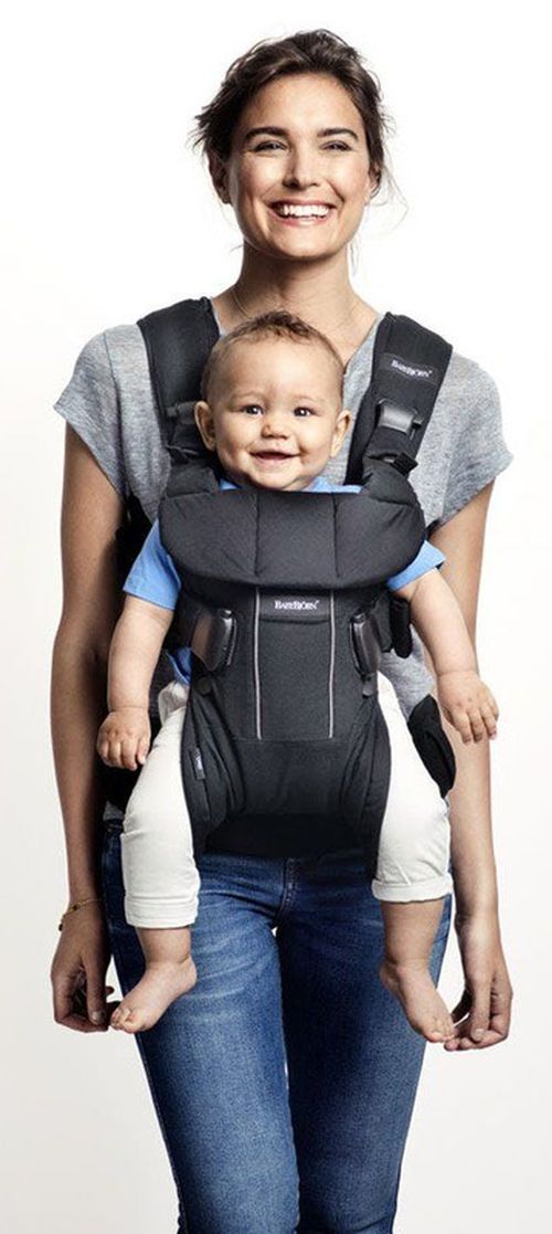 Marsupiu anatomic BabyBjorn One Denim Grey cu pozitii multiple de purtare 