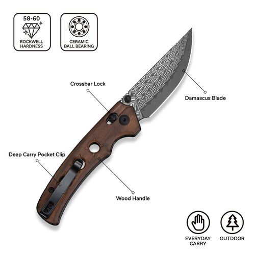 купить Нож походный Civivi C24020C-DS1 Noctis, mâner lemn Guibourtia, Crossbar Lock в Кишинёве 