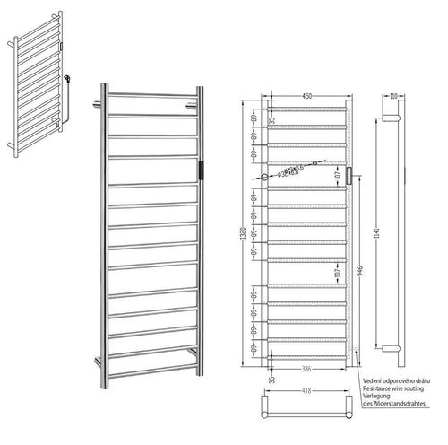 купить Полотенцесушитель Bemeta Radiator baie electric 450x1320 Chrome 180W 704151051 в Кишинёве 