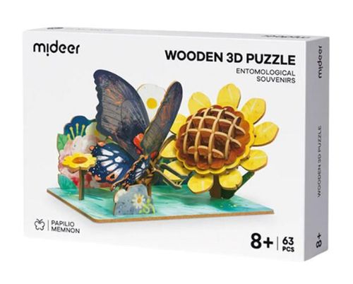 купить Конструктор Mideer MD1347 Puzzle 3D din lemn Fluture, 63elem в Кишинёве 