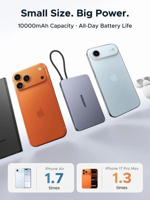 cumpără Acumulator extern USB (Powerbank) Ugreen 75983B, Wireless Magsafe Slim Air Qi2 10000mAh, 15W, Grey în Chișinău 