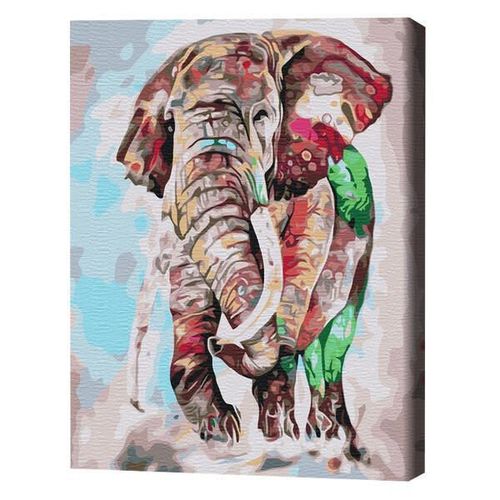 cumpără Tablou pe numere BrushMe BS52169FC 40x50cm (fără cutie) Elefant în culori de curcubeu în Chișinău 