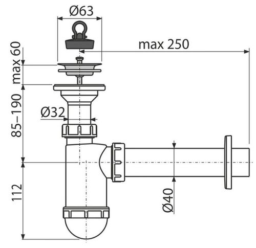 купить Сифон для кухонной мойки Alcaplast А41 63" 40 в Кишинёве 