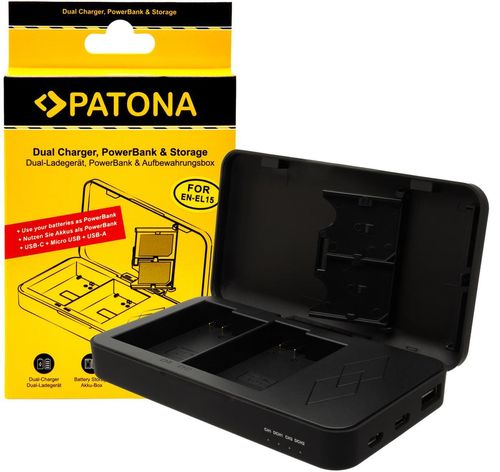 купить Зарядное устройство для фото-видео Patona 4160, Retro Dual Charging Case USB-C for Nikon EN-EL15 в Кишинёве 