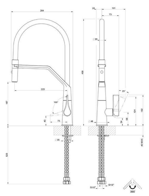 купить Смеситель кухонный Gessi 17191-299 Proton Matte Black в Кишинёве 