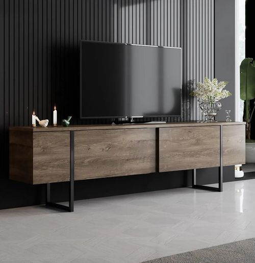 cumpără Comodă TV Trendy Lux, Nuc, Negru 35x24,8x190cm în Chișinău 