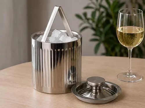 купить Аксессуар для кухни Excellent Houseware 56567 Galeata de racire a bauturilor, D15x18.5cm, Hamered Lines, cu cleste, inox в Кишинёве 