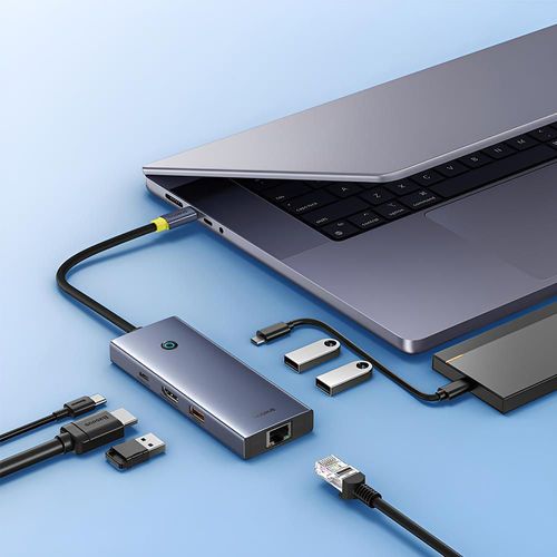купить Переходник для IT Baseus HUB 7in1 Type-C to HDMI4K@60Hz*1+USB-A 3.1*2+Type-C 3.1*1+USB-A2.0*1+PD*1+RJ45*1, UltraJoy Series, Space Gray в Кишинёве 