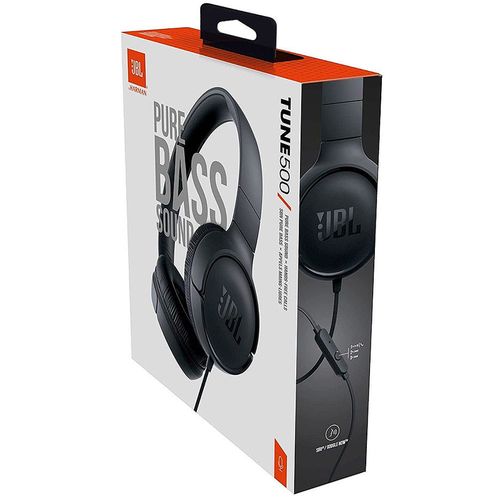 cumpără JBL TUNE 500 Black On-ear Headset with microphone, Dynamic driver 32 mm, Frequency response 20 Hz-20 kHz, 1-button remote with microphone, JBL Pure Bass sound, Tangle-free flat cable, 3.5 mm jack, Black JBLT500BLK în Chișinău 