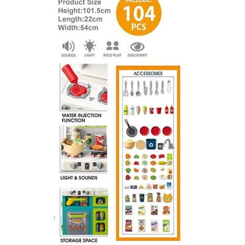 купить Игрушечная кухня и посуда Essa 922-212 Bucătarul de acasă, 104elem, verde в Кишинёве 