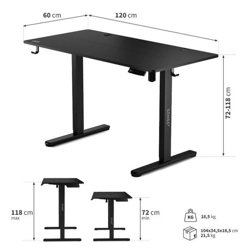 купить Стол компьютерный Sense7 Nojo 120x60 Black в Кишинёве 