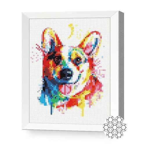 cumpără Tablou pe numere Art Gallery JS24613 Mozaic cu diamante 20x30cm Corgi multicolor în Chișinău 
