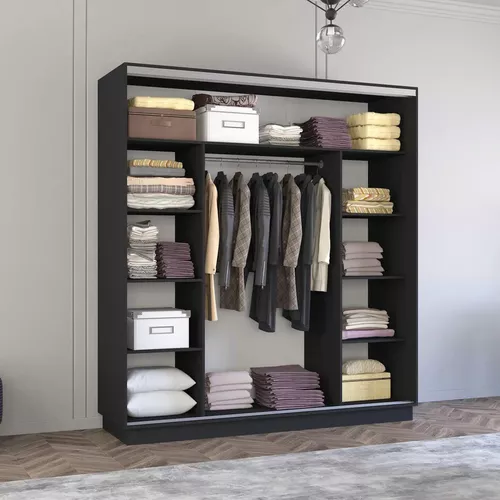 купить Шкаф Mobildor-Lux Fox uși glisante din oglindă și PAL (190x60x220H cm) Anthracite в Кишинёве 