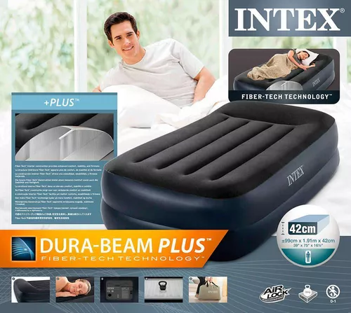 cumpără Saltea gonflabilă Intex 64122 VELUR 99x191x42cm cu pompa incorporata PILLOW REST în Chișinău 