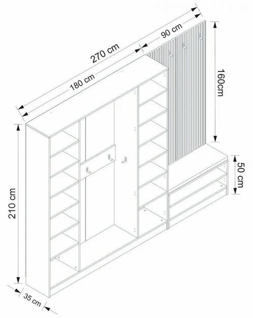 cumpără Mobilă pentru antreu Trendy Noe-8297, 270x210x35cm (GTR004017) în Chișinău 
