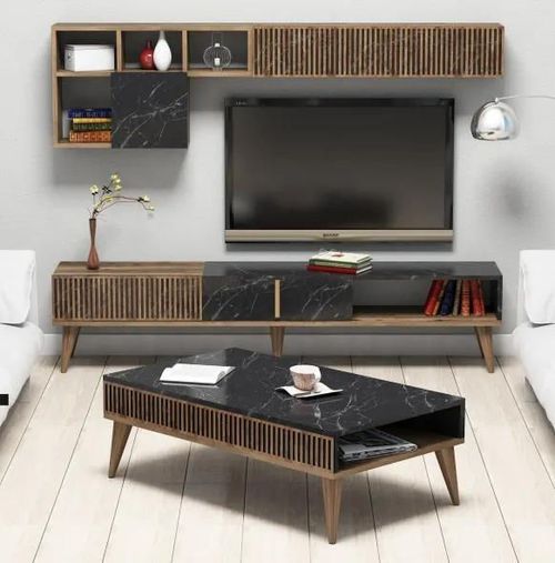 купить Стенка Trendy Milano Орех, Чёрный (комплект мебели для гостиной) (GTR001286) в Кишинёве 