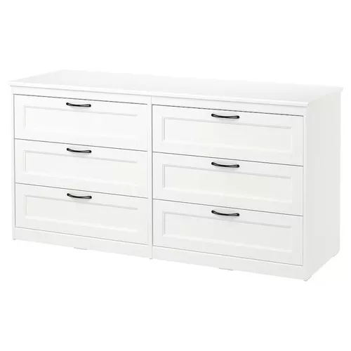 купить Комод Ikea Songesand 6 ящиков 161x81 White в Кишинёве 