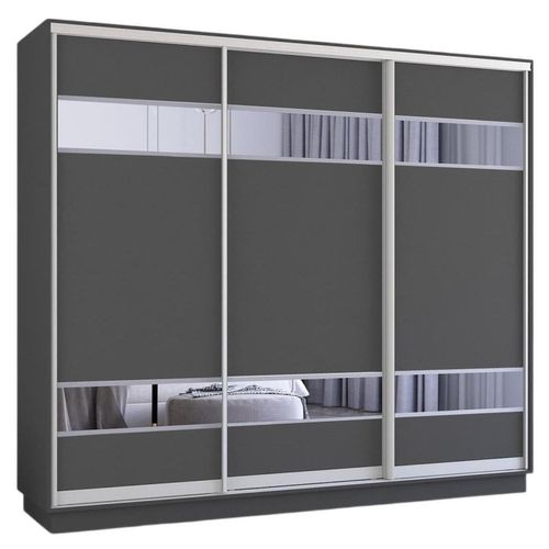 cumpără Dulap Mobildor-Lux Fox uși glisante din PAL cu elemente din oglindă (330x60x210H cm) Anthracite în Chișinău 