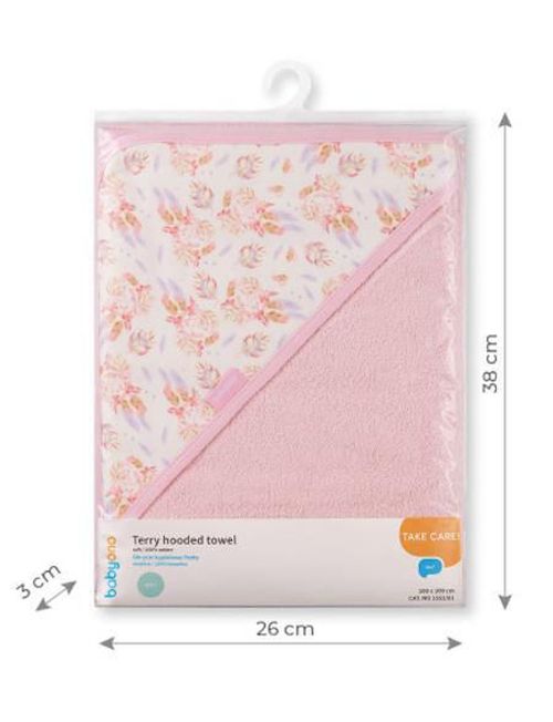 купить Аксессуар для купания BabyOno 1552/01 Prosop cu gluga de baie Terry roz 100x100 в Кишинёве 