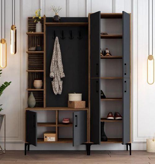 cumpără Mobilă pentru antreu Trendy Viyana DA, Nuc, Antracit, 150x200x35cm (GTR001364) în Chișinău 