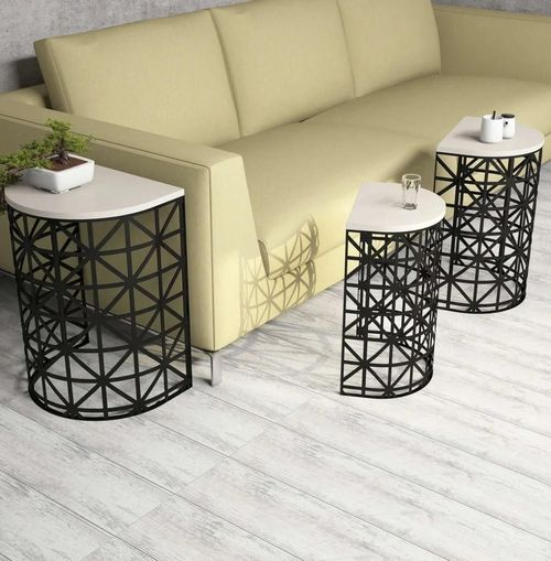 cumpără Măsuţă cafea Trendy Stil Metal Ferforje, Crem, masa de cuibarit (3 bucati) în Chișinău 