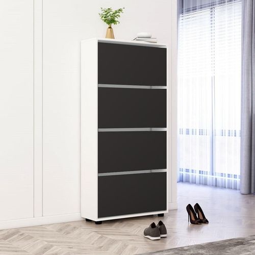 cumpără Raft pentru încălțăminte Mobildor-Lux Leo 70x27x164H cm White/Anthracite în Chișinău 