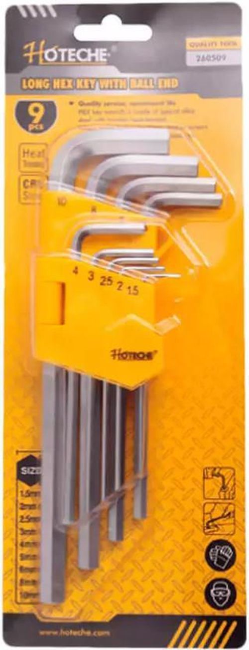 купить Набор ручных инструментов Hoteche 260209 Ключи шестигранные 1,5-10mm длинные 9шт в Кишинёве 