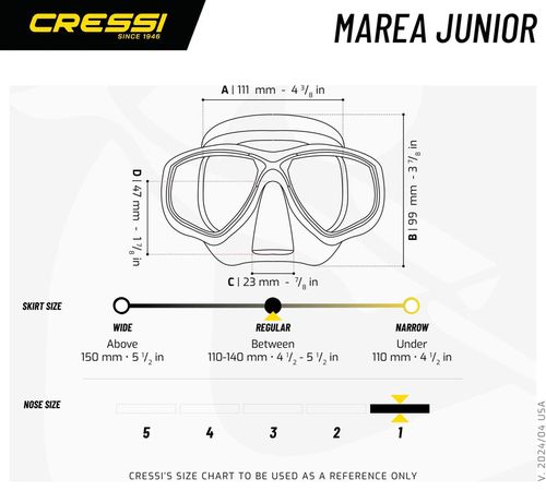 купить Аксессуар для плавания Cressi-Sub Masca inot MAREA JR SIL clear yellow (DN283010) в Кишинёве 