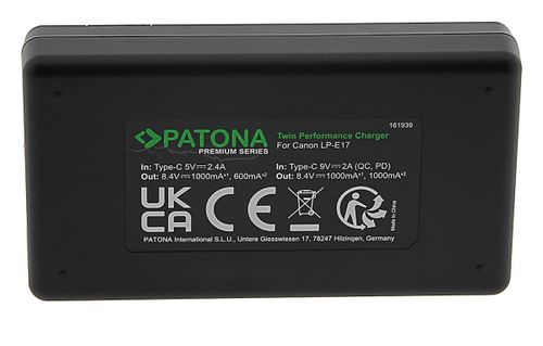 купить Зарядное устройство для фото-видео Patona Premium Twin Performance PD p/u Canon LP-E17 + USB-C Cable в Кишинёве 