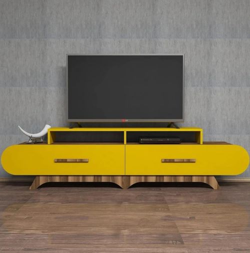 cumpără Comodă TV Trendy Flora, Nuc, Galben 205x50x36cm în Chișinău 